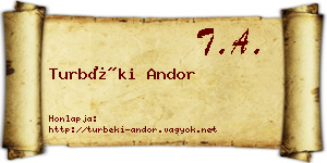 Turbéki Andor névjegykártya